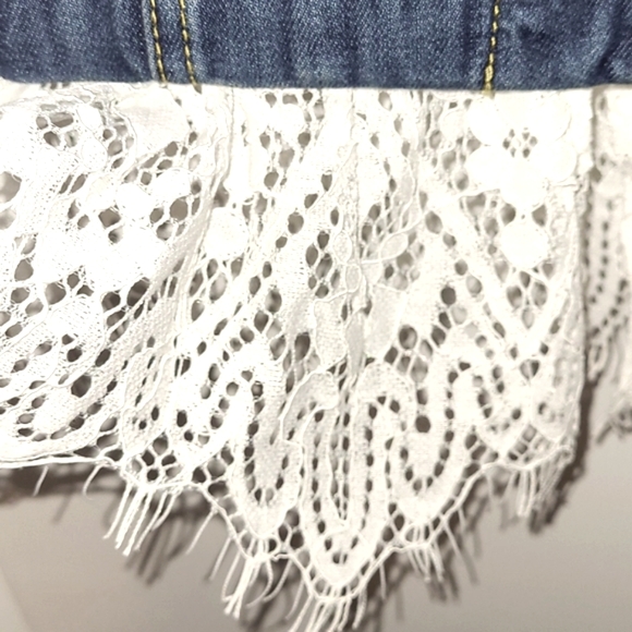 Cabi - The Dakota Removable Lace Denim Jacket Small Jean Chantilly Convertible - Picture 6 of 7